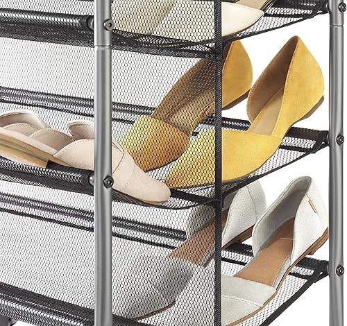 Miniatura 4 de Whitmor Zapatero de metal y malla de 4 niveles, Gunmetal