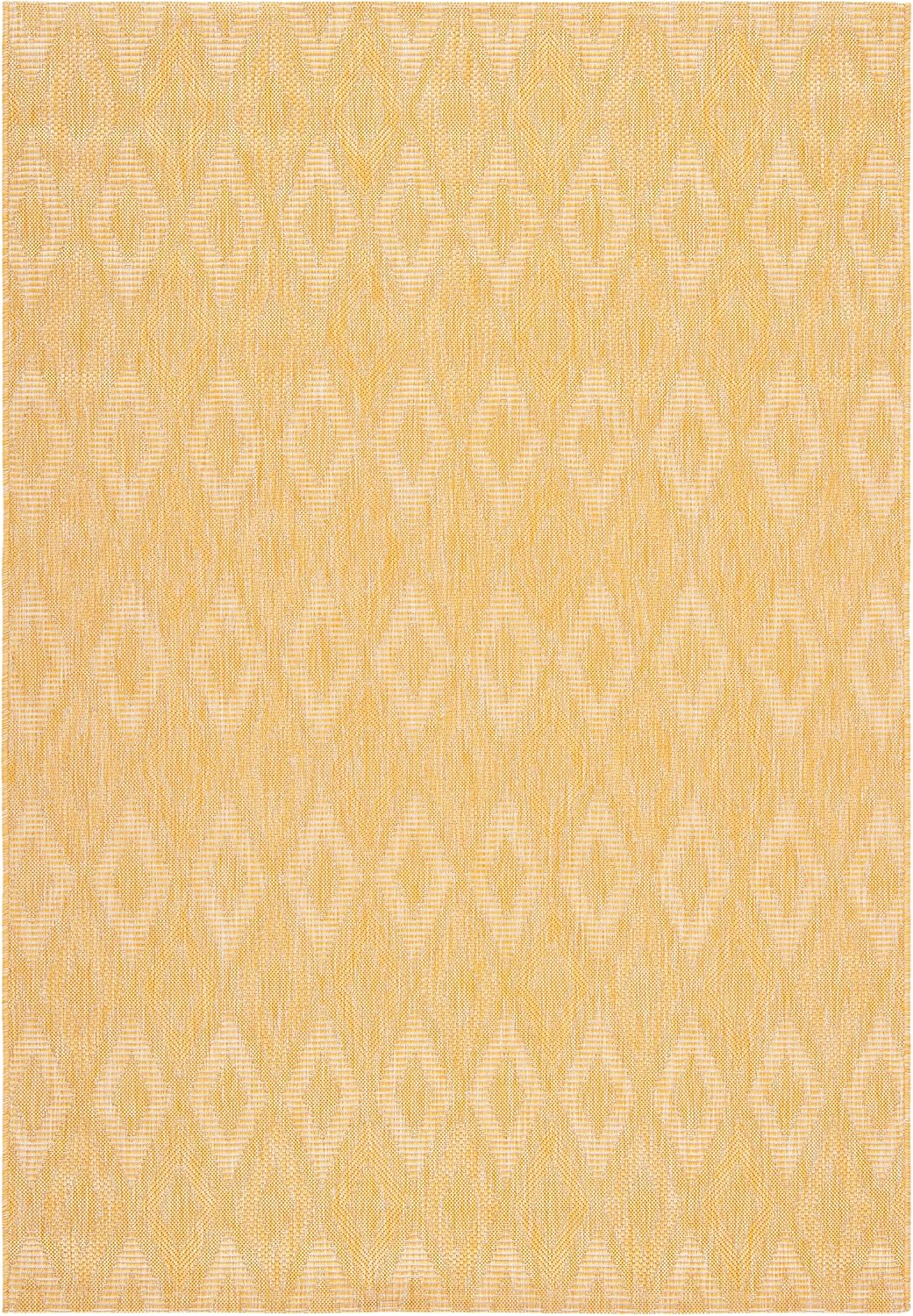 SAFAVIEH Washable Rug Outdoor Courtyard Collection - 5'3" x 7'7", Gold, Non-Shedding & Easy Cleaning, Ideal for Patio, Backyard, Mudroom (CY8522-56022)