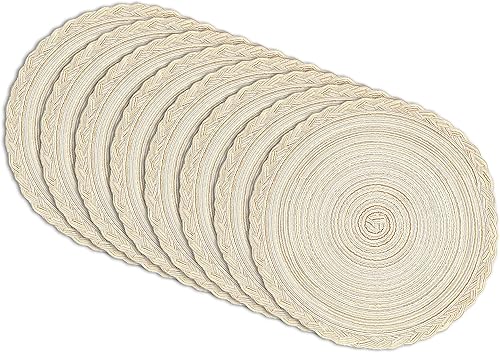 myHomeBody Manteles individuales redondos tejidos, 8 unidades, manteles individuales trenzados de 14.8 pulgadas, atractivos manteles individuales