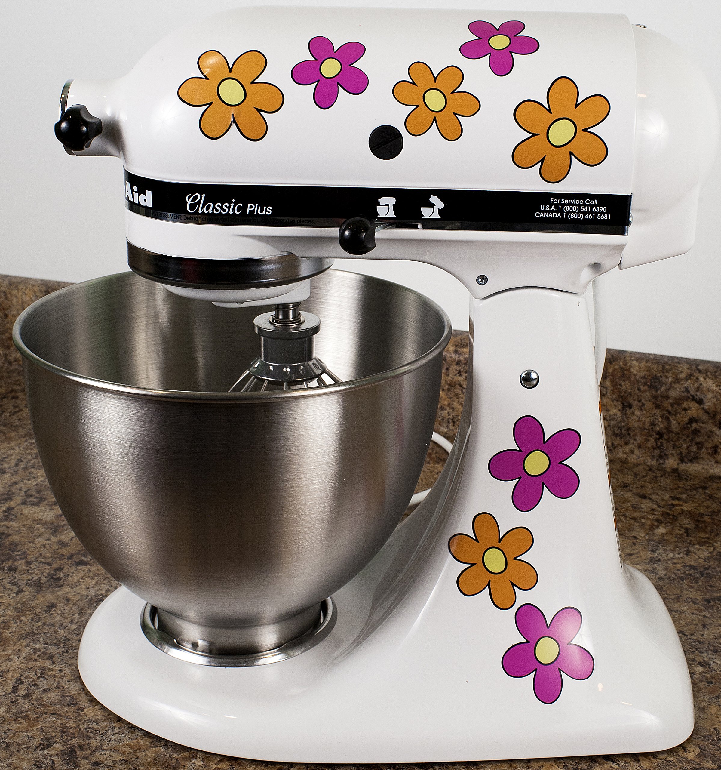 Milk Mug Designs Hippie Flowers Daisy Decals for Kitchen Mixers Stickers