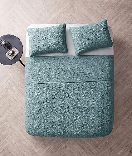 Miniatura 4 de VCNY Home Aviary Juego de 3 piezas de algodón en encantadora playa hermosa manta con colcha, Poliéster, gemelo