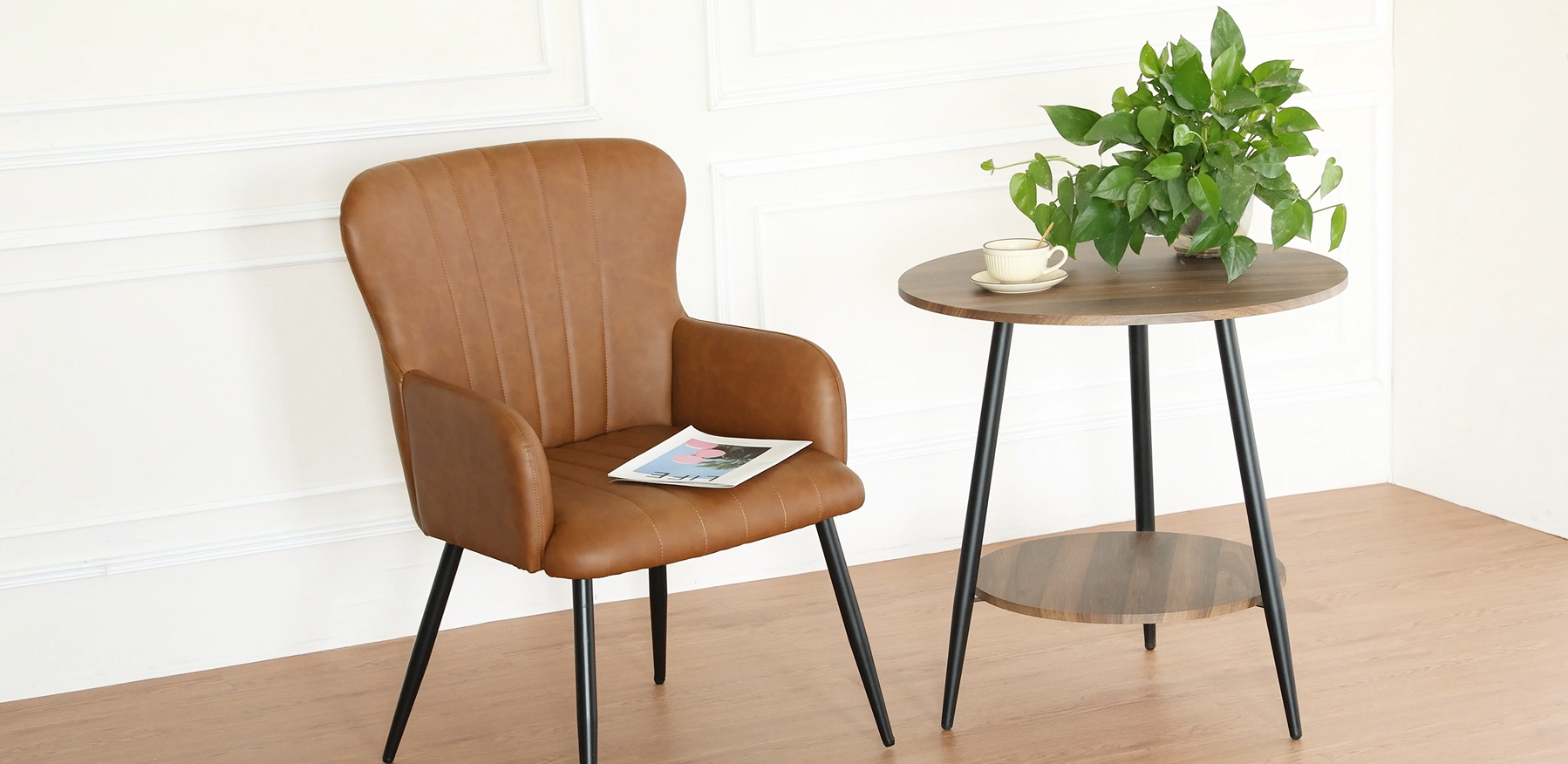 Sillón Plegable Marrón con Respaldo Alto Moderno miniatura 7