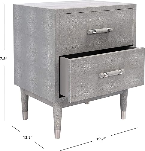 Miniatura 3 de SAFAVIEH Couture Home Collection Jodie - Mesita de noche sintética con 2 cajones, color grisplateado