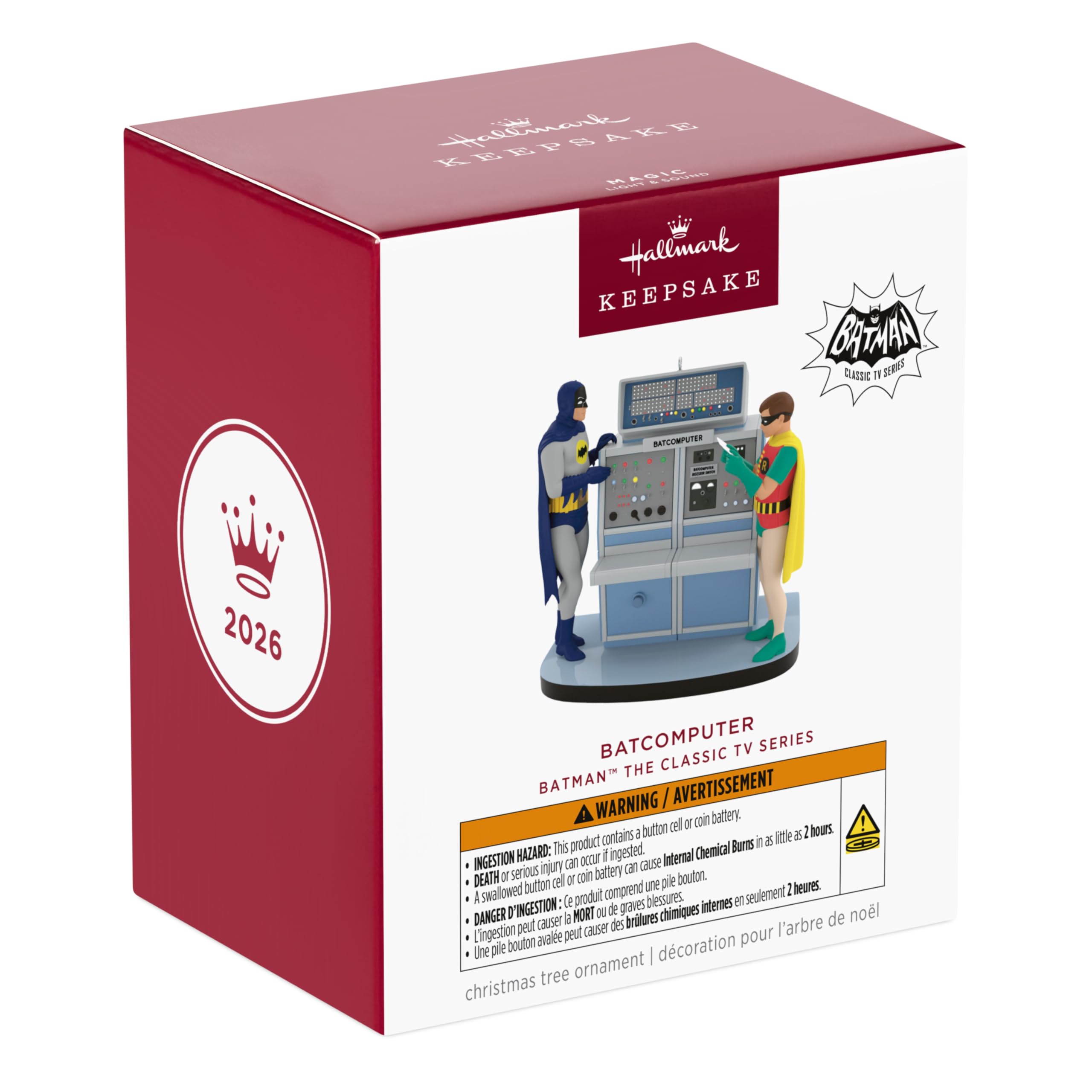 Hallmark Keepsake Ornamento natalizio 2026, Batcomputer della serie TV Batman con luci e suoni, regali per i fan di DC Comics