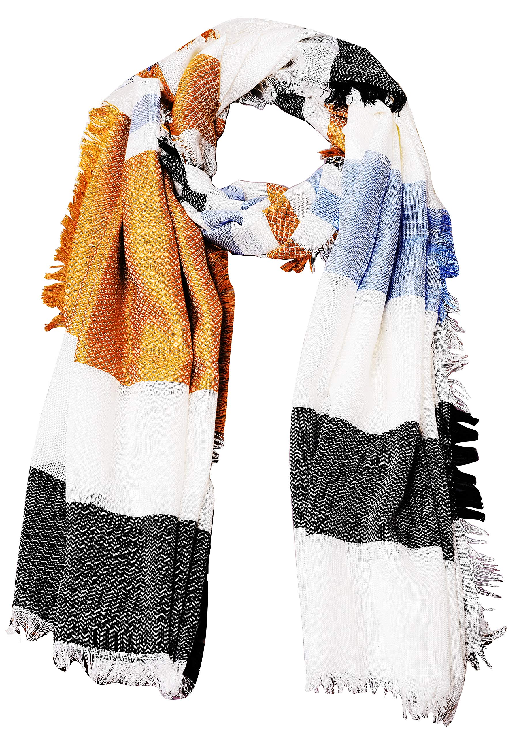 indish Unisex Cotton Viscose Scarf Stole Muffler (Yellow, White, Blue, Black)-picture-11