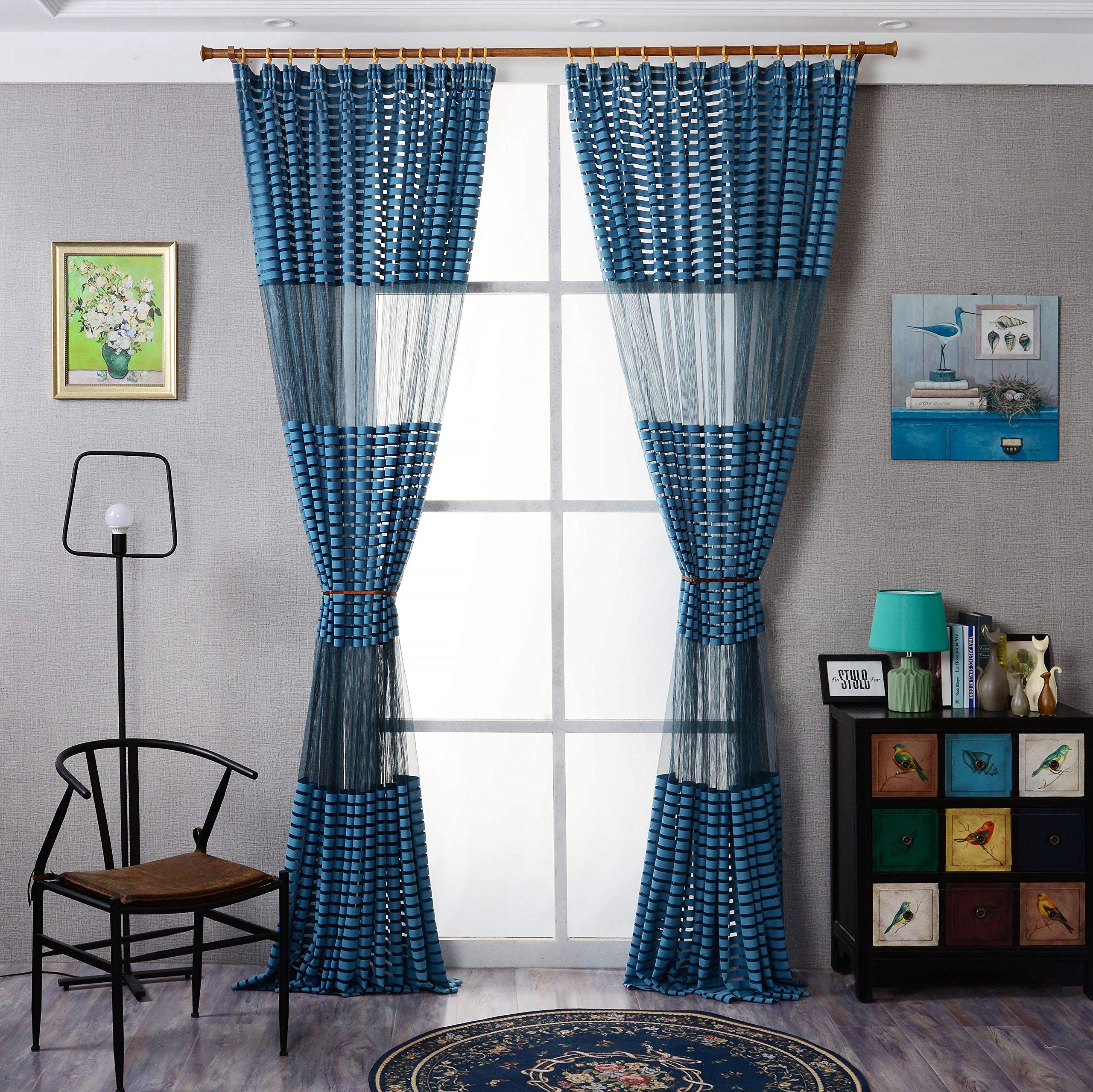 BOYOUTH - Tenda a strisce per lavori a maglia, per decorazione della stanza (79 x 180 cm), 2 pannelli