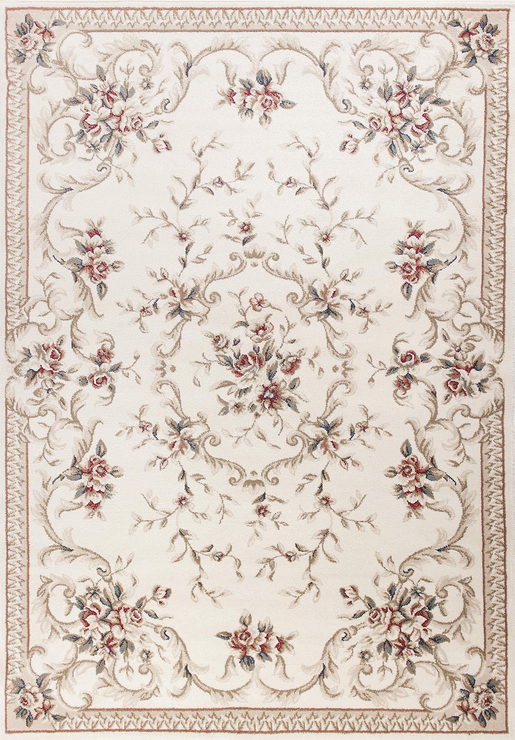 NEW HOME Classic Floral 5'3 x 7'7 Accent Rug in Ivory,