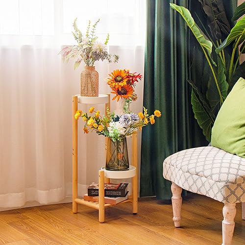 Miniatura 3 de APRTAT Soporte para plantas de 4 niveles soportes de bambú para interiores para múltiples plantas soporte de esquina para plantas soporte para