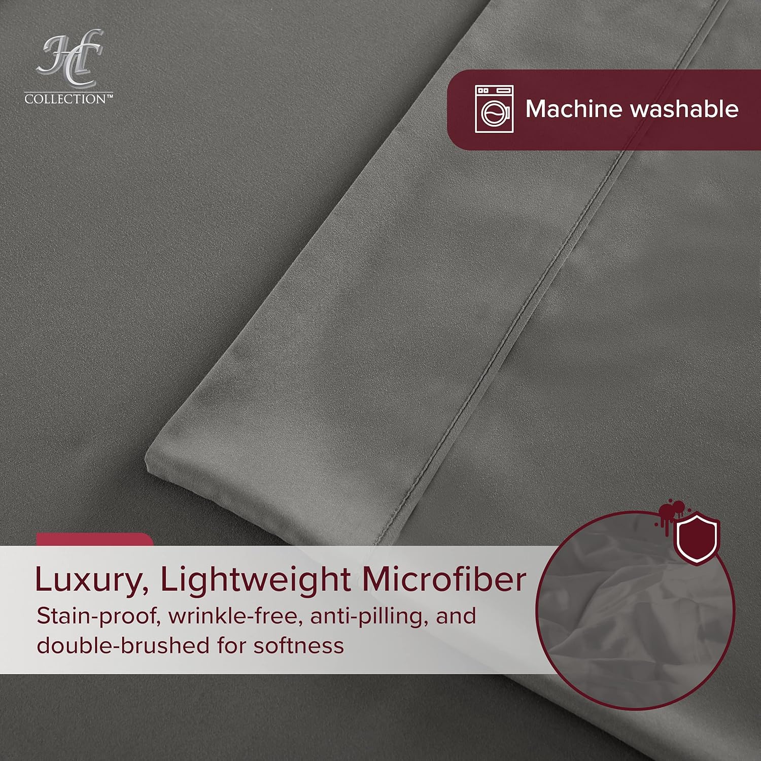 HC Collection King Size Sheets Set - Bedding Sheets & Pillowcases w/ 16 inch Deep Pockets - Fade Resistant & Machine Washable - X-Piece 1800 Series King Bed Sheet Sets – Gray : Home & Kitchen