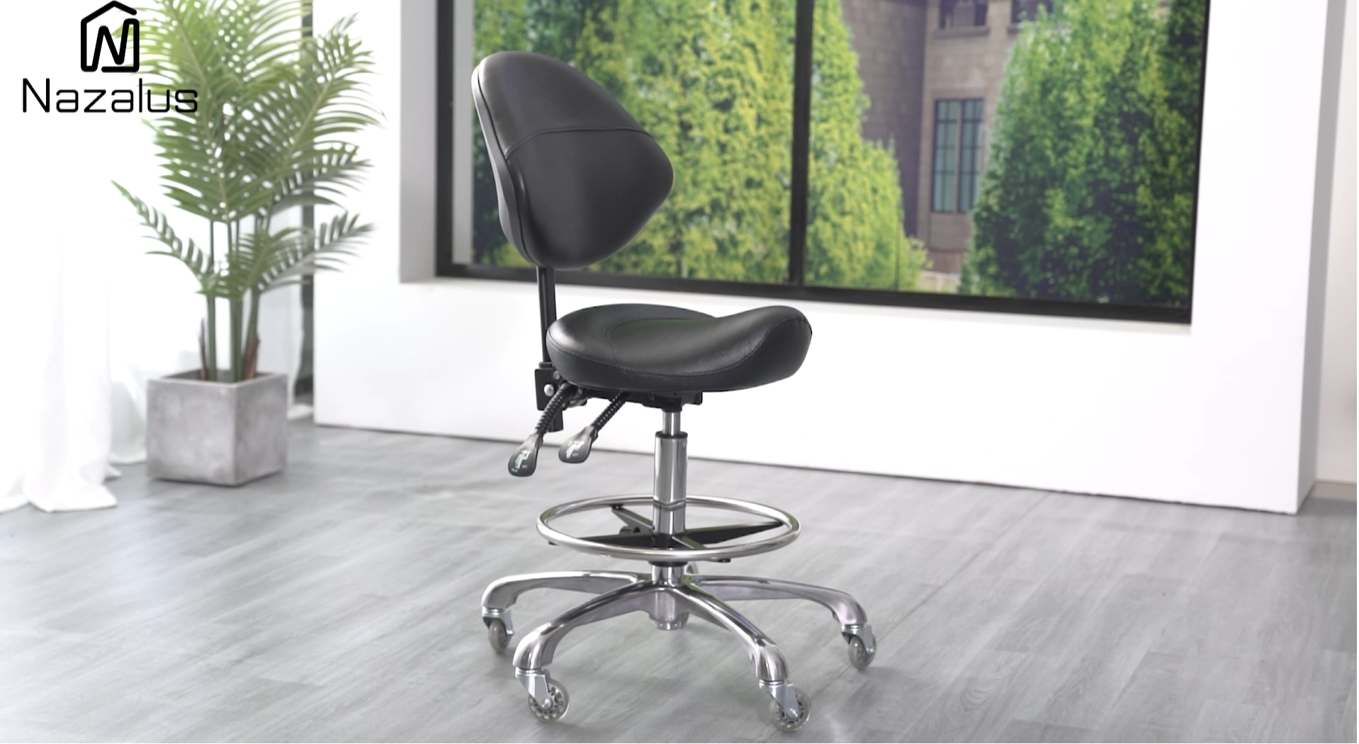 Amazon.com: Nazalus Saddle Stool Chair with Back Support Footrest
