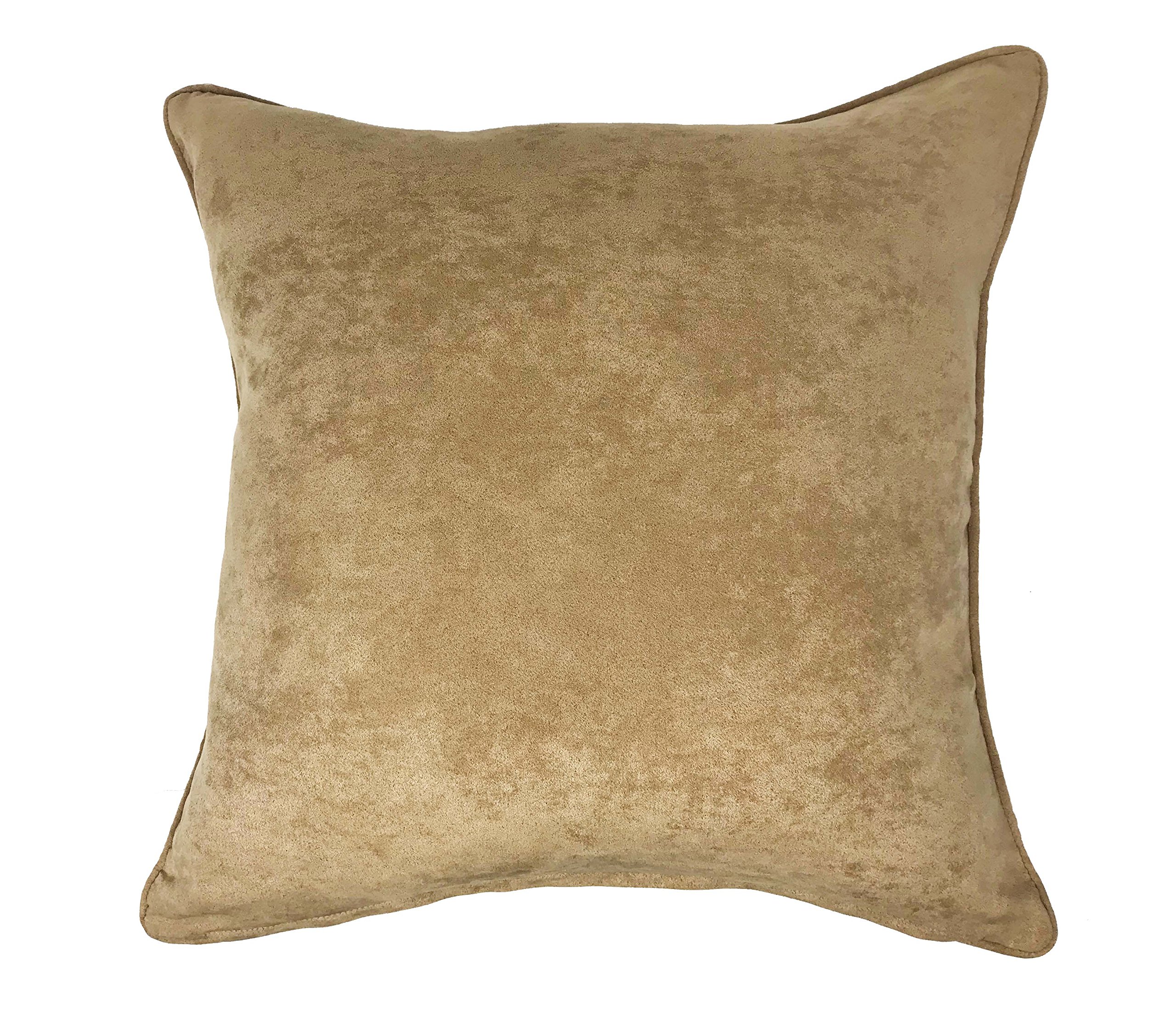 Lancashire Textiles Beige Limited Manufacturers Of Quilts, Pillows And Homewares | Plain Suede Mock Mocha 45Cm X45cm Piped Cushion Cover Only (45Cm X45cm)