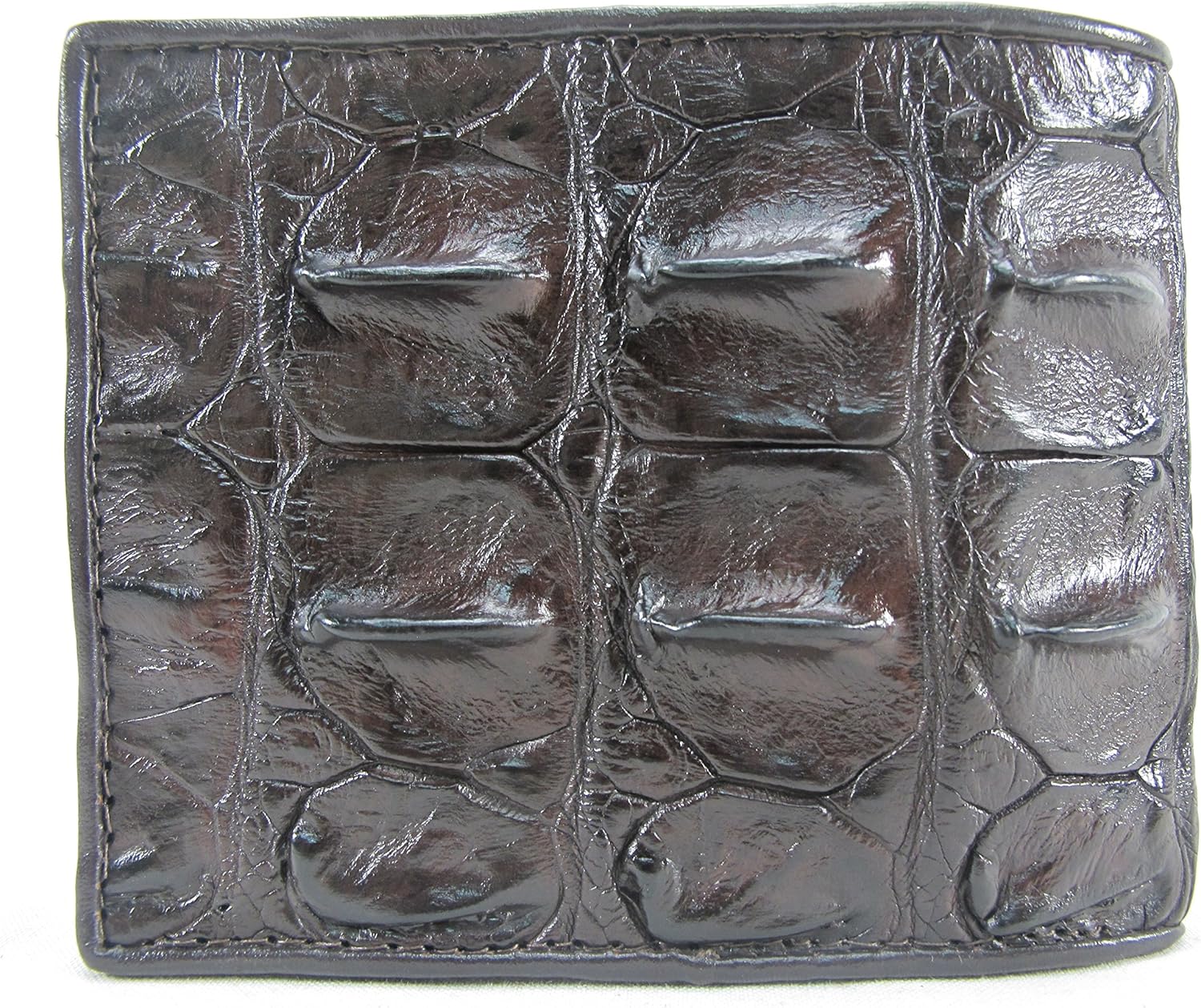 Genuine Crocodile Alligator Backbone Skin Leather Bifold Wallet ([B1] 6 Card Slots + 2 ID Windows + 2 Compartment for Bills, Chocolate Brown) - Image 3