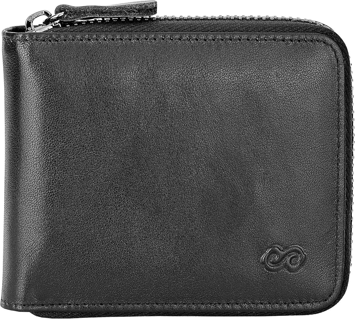EE Men's Leather Zipper Wallet RFID Blocking Zip Around