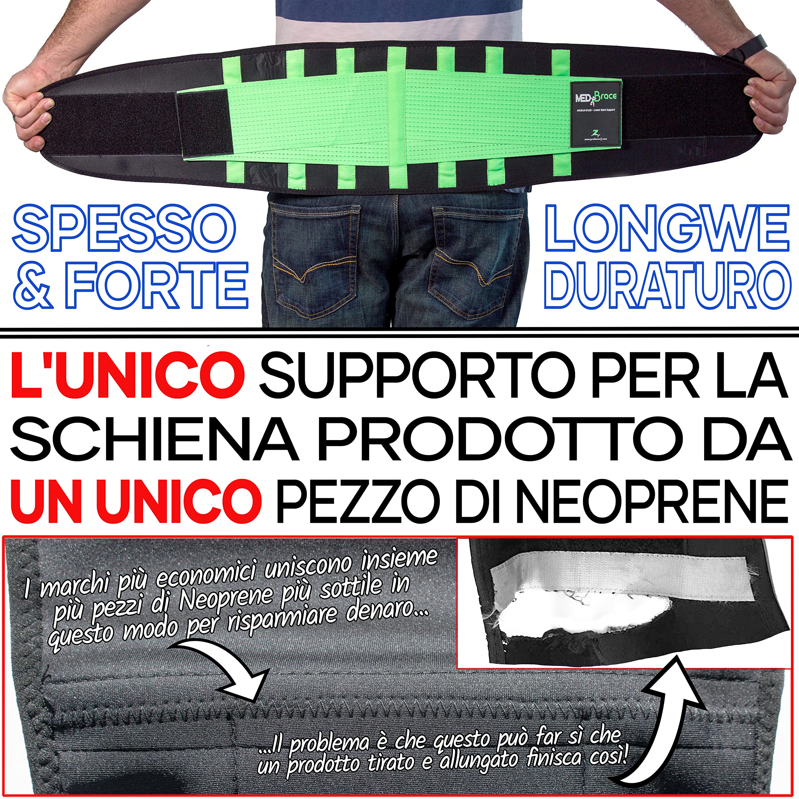 MEDiBrace Fascia Lombare Supporto Schiena per Uomini e Donne Fascia Elastica Lombare Ortopedica, Cintura Lombare, Cintura Posteriore per il dolore da Sciatica, Ernia del disco, Stenosi spinale