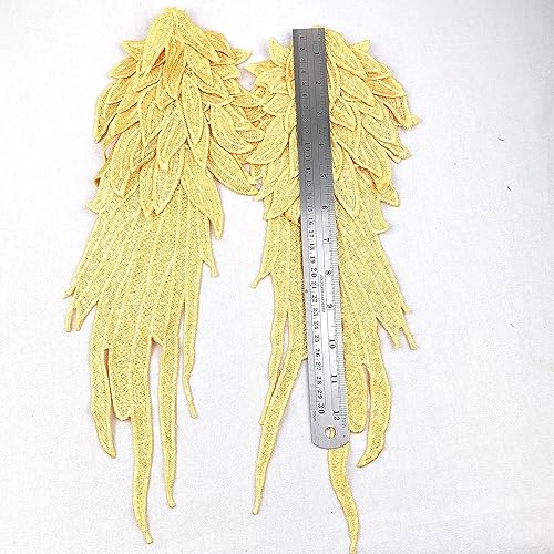 Miniatura 26 de Heyiwell 1 par de apliques de encaje de alas de ángel para coser para bodas, ropa de vestir, jeans, accesorio de bricolaje, caramelo grande