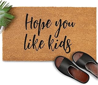 Hope You Like Kids Doormat 30x17 Inch, Funny Coir Mat Front Door, Hope You Like Kids Welcome Mat with Thick Non-Slip PVC Backing Hope You Like Kids Coir Mat Hope You Like Kids Entrance Mat Outdoor