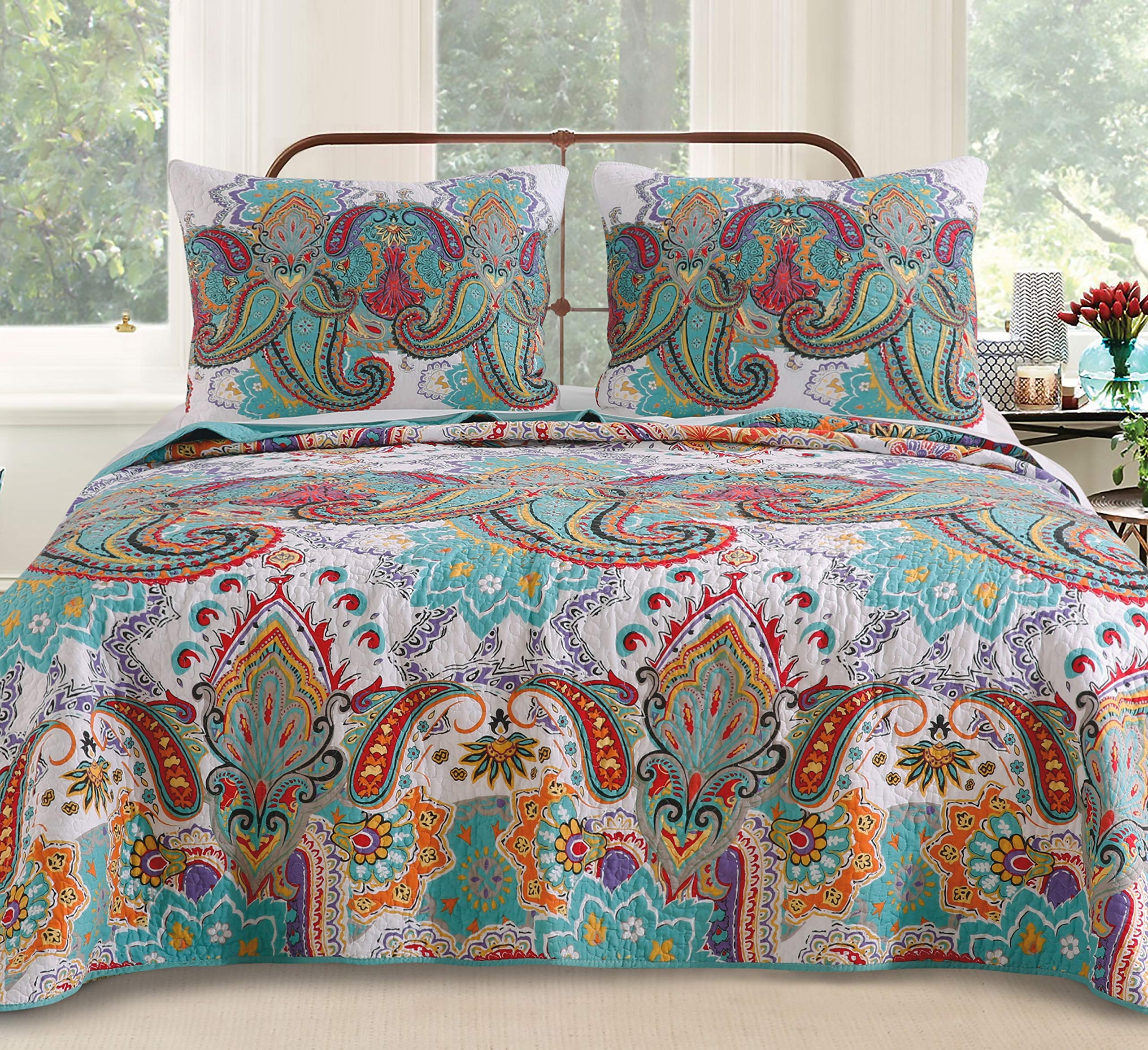 Greenland HomeNirvana Quilt Set, 3-Piece King/Cal King, Teal