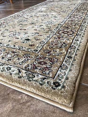 Miniatura 7 de Alfombra persa larga tradicional de 330.000 puntos, diseño bereber beige 601 (31 pulgadas x 15 pies 8 pulgadas)