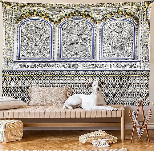 Miniatura 177 de Ambesonne Tapiz gótico, patio con hiedra encantada en la puerta antigua al bosque, colgante de pared ancho para dormitorio, sala de estar, 2-Verde