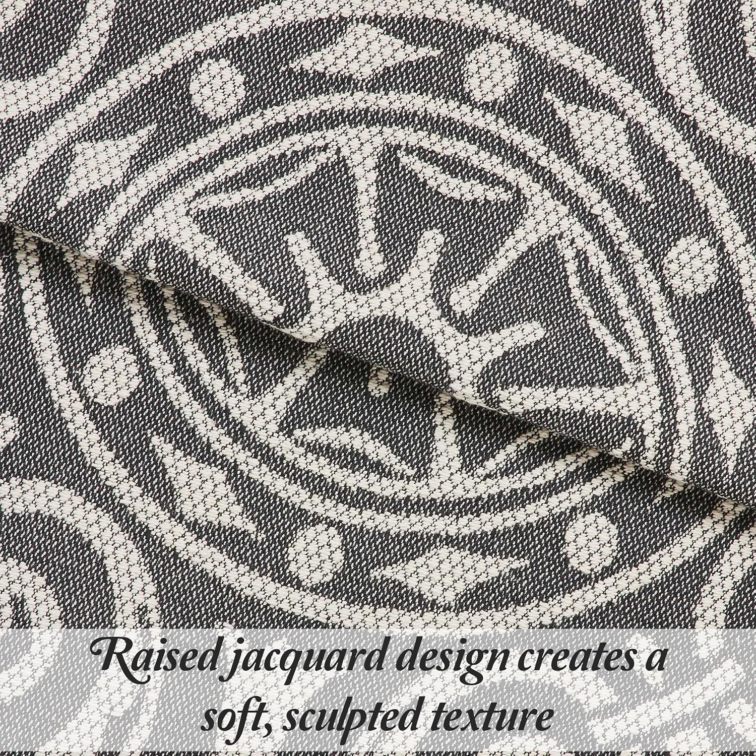 Superior Cotton Blend 3-Piece Bedspread Set, Oversized Bedspread, 2 Matching Pillow Shams, Light Weight Blanket, Jacquard Traditional Medallion Bedding Decor, Adalie Collection, Queen, Charcoal