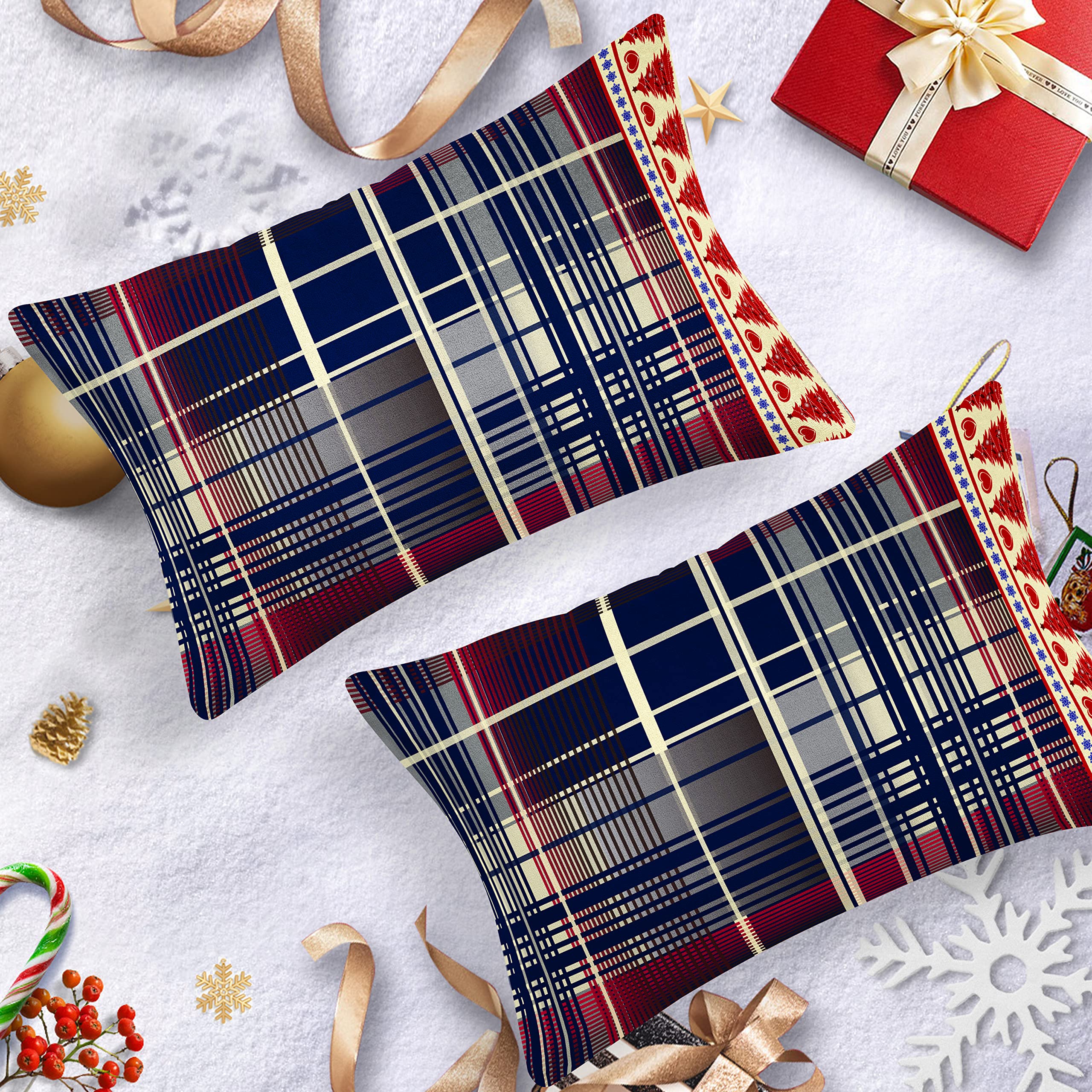 AVJWWD Set Copripiumino Natalizio Set di biancheria da letto di Natale,per bambini e bambine Set di Biancheria da Letto Decorazione Natalizia per Interni (Alce a Scacchi, 220 x 240 cm)