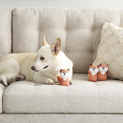 Vista 6 de Outward Hound Hide A - Paquete de 3 zorros chirriantes de peluche de repuesto para perros, rompecabezas