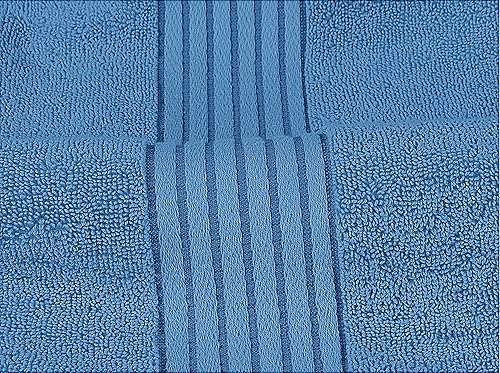 Vista 3 de Utopia Towels Juego de toallas prémium de 8 piezas, 2 baños, 2 manos y 4 toallas pequeñas, 100% algodón hilado en anillo, toallas altamente Azul