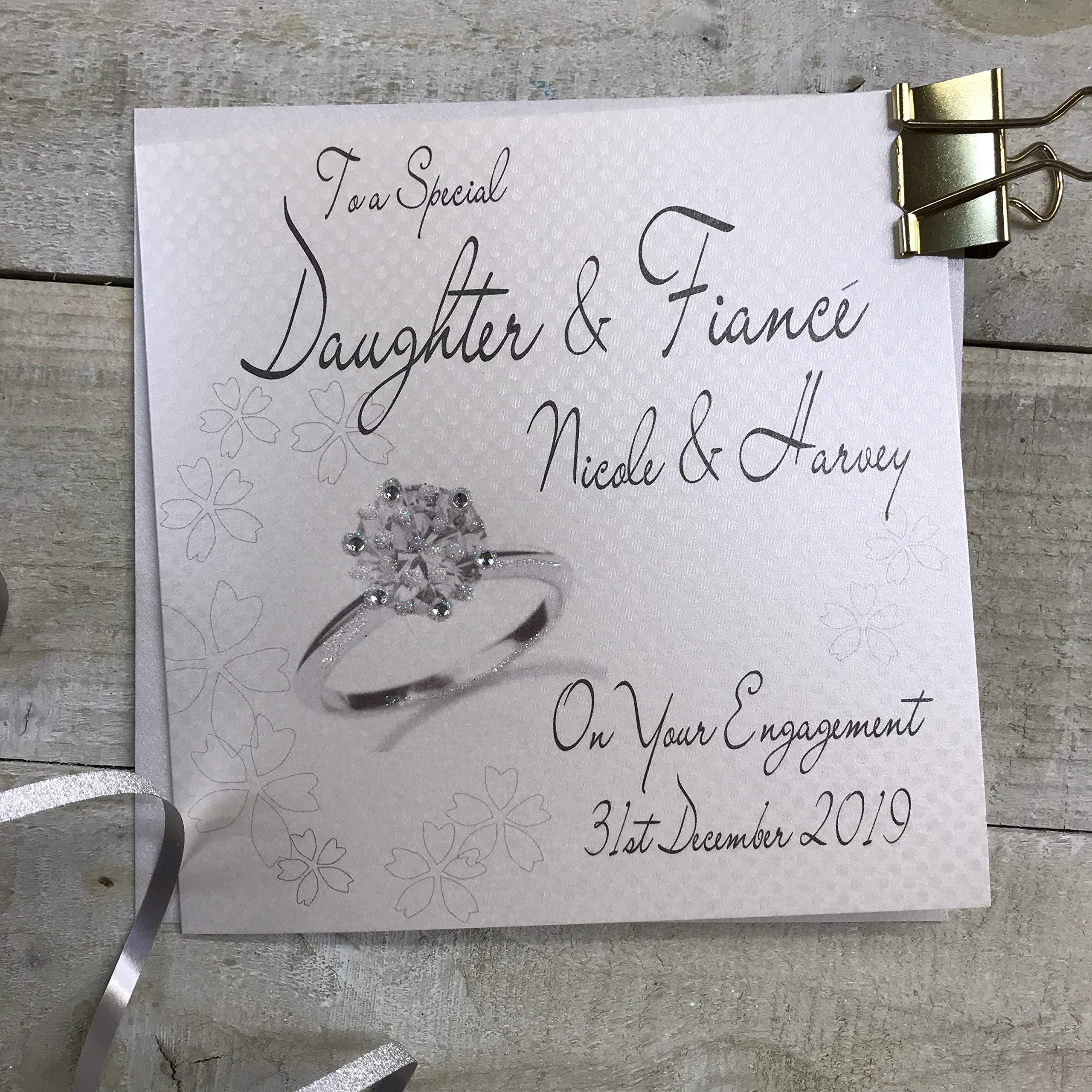 Personalised Large Card Engagement Ring Daughter & Fiancé