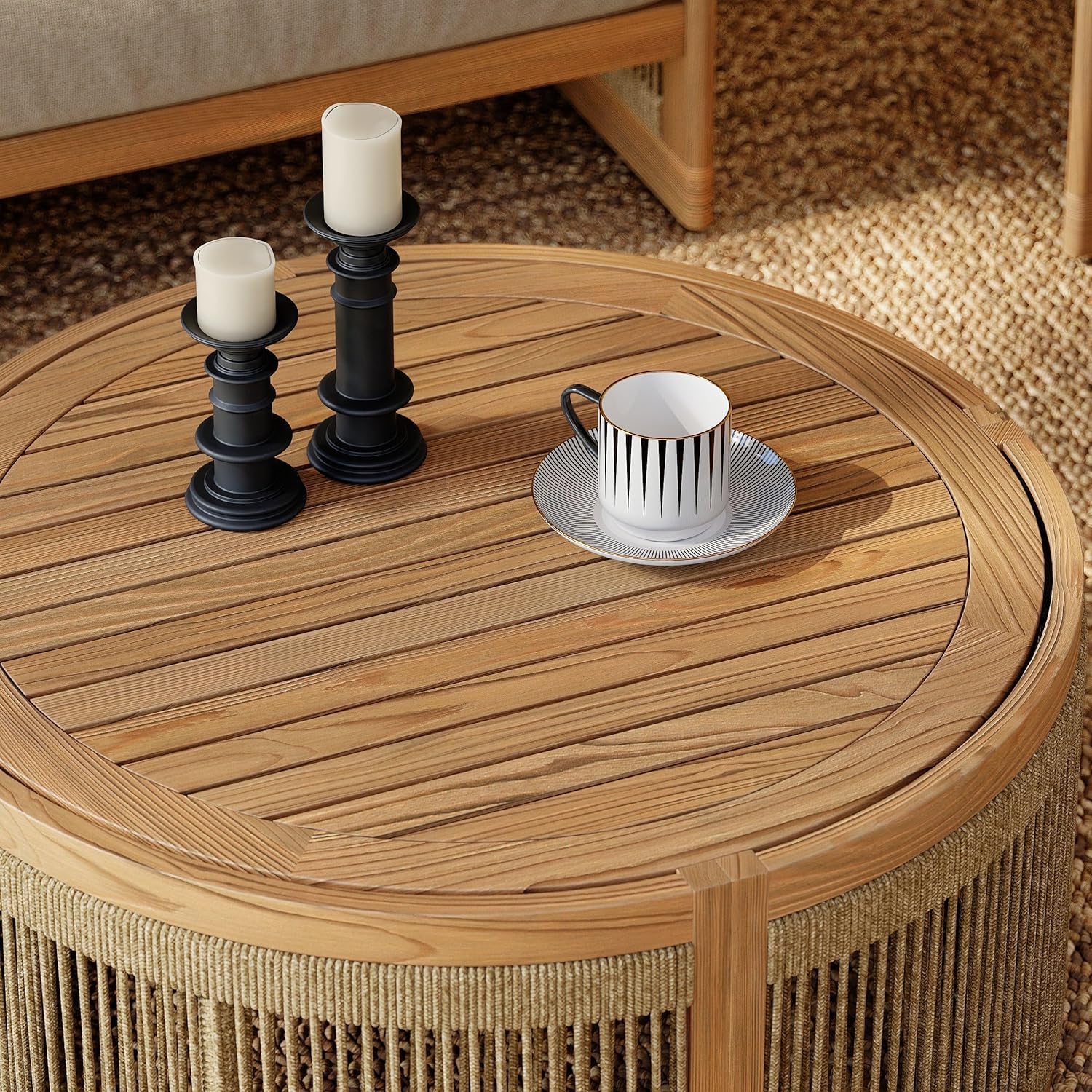 homary 4 Piece Outdoor Combo Sofa Set, All Weather Patio Furniture Set with Cushions and Coffee Table for Garden, Deck and Backyard