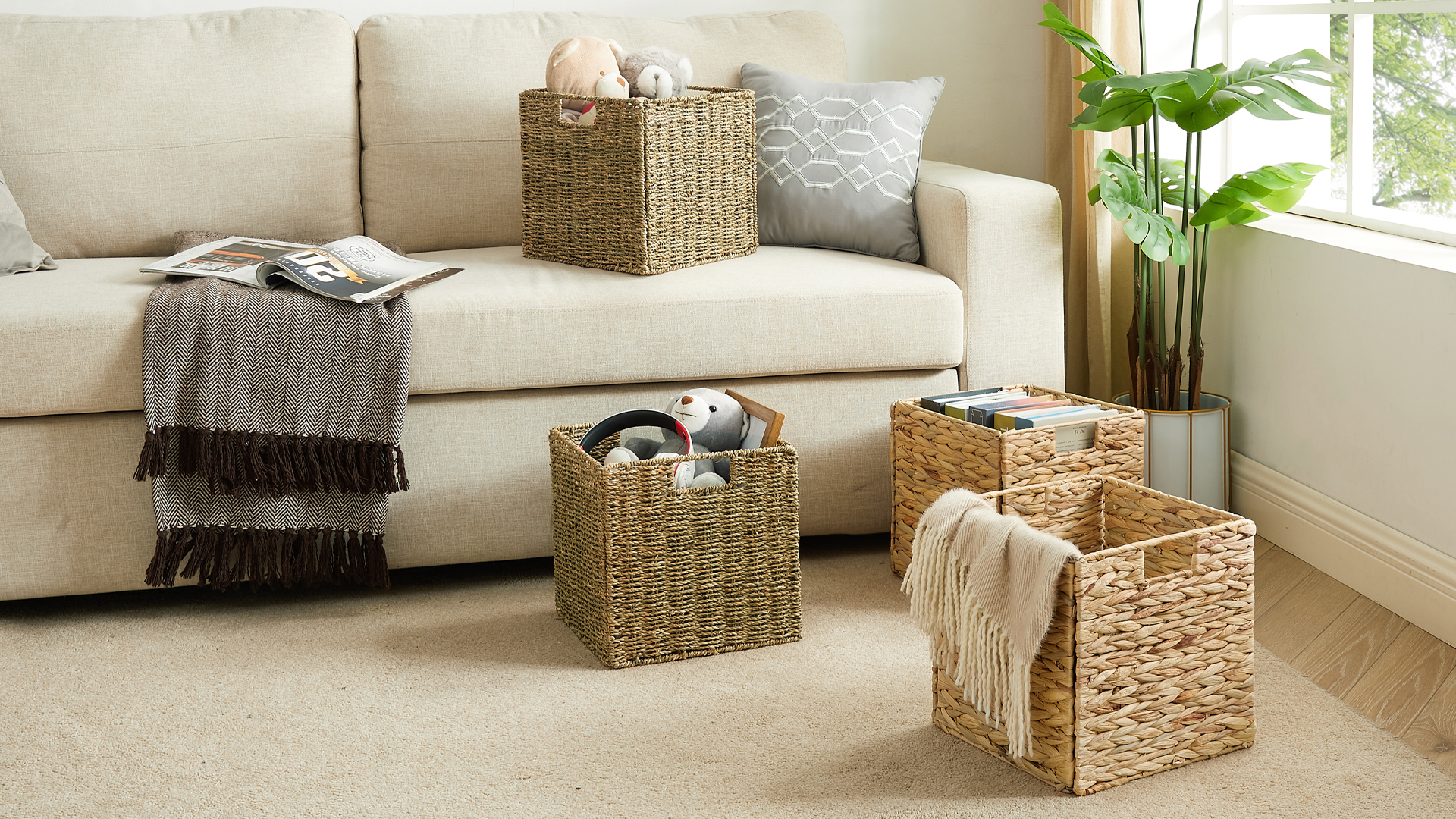 Amazon.com: Vagusicc Storage Basket, Set of 2 Hand-woven Water