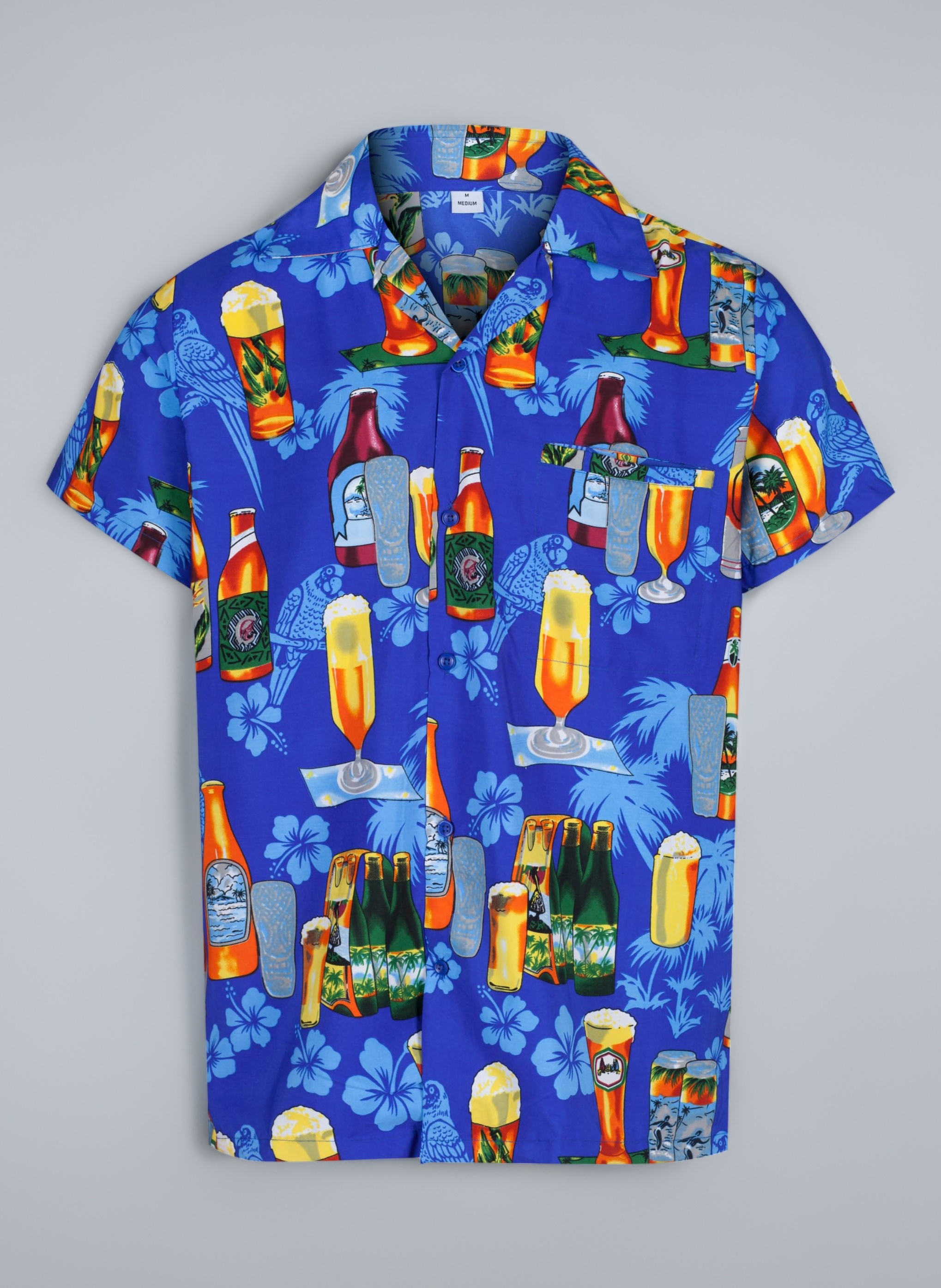Hawaiian Shirts for Men Funny Shirts with Short Sleeves - Hawaiian Fancy Dress Mens Hawaiian Shirt Button Down Beer Shirts for Men - Ugly Shirts for Stag Do Accessories