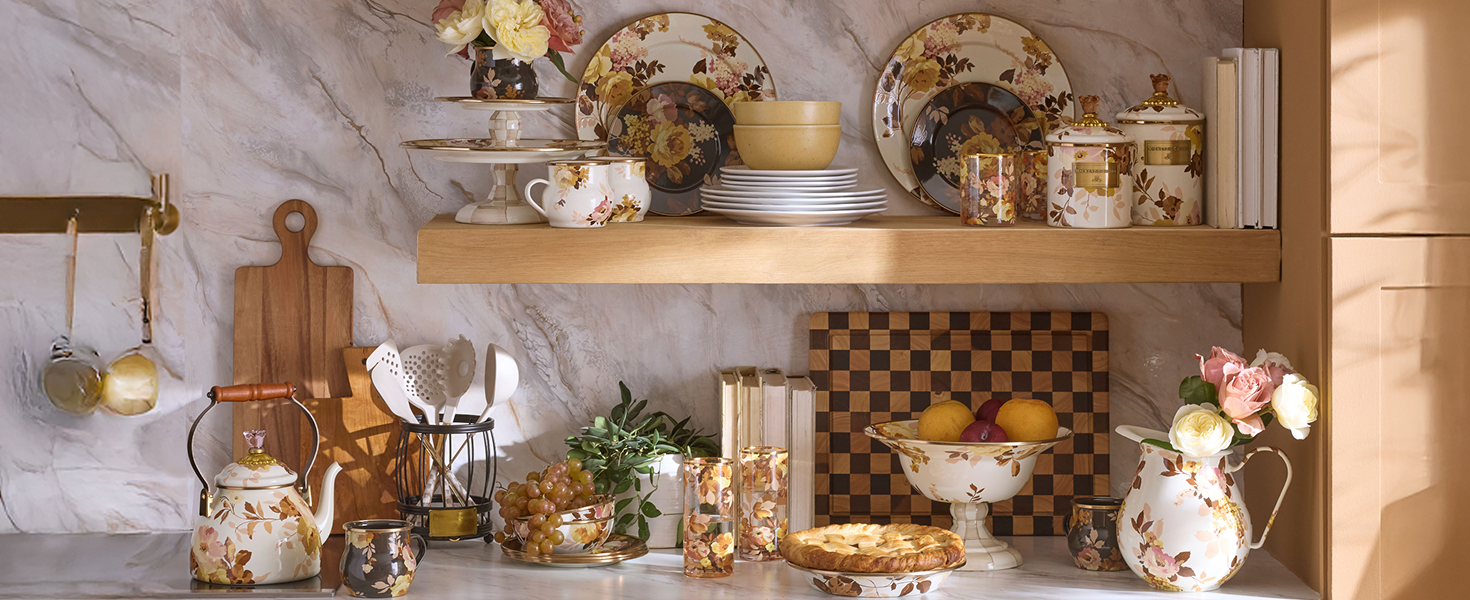 Amazon.com: MACKENZIE-CHILDS Enamel Pedestal Platter, Round