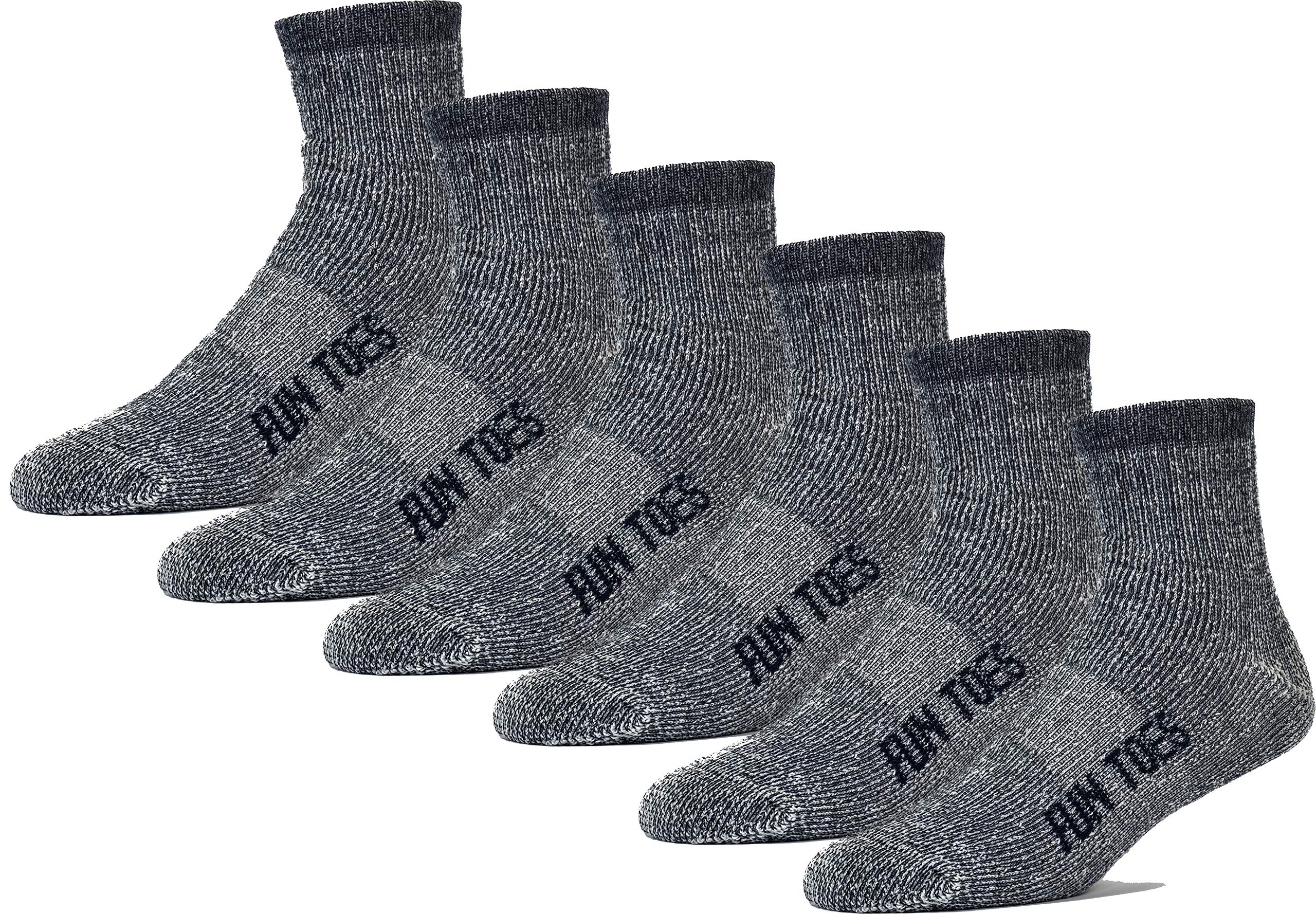 FUN TOES męskie skarpety w 80% z wełny, 6 par, mocne wsparcie łuku, na zimę, amortyzowane dno, idealne na wędrówki
