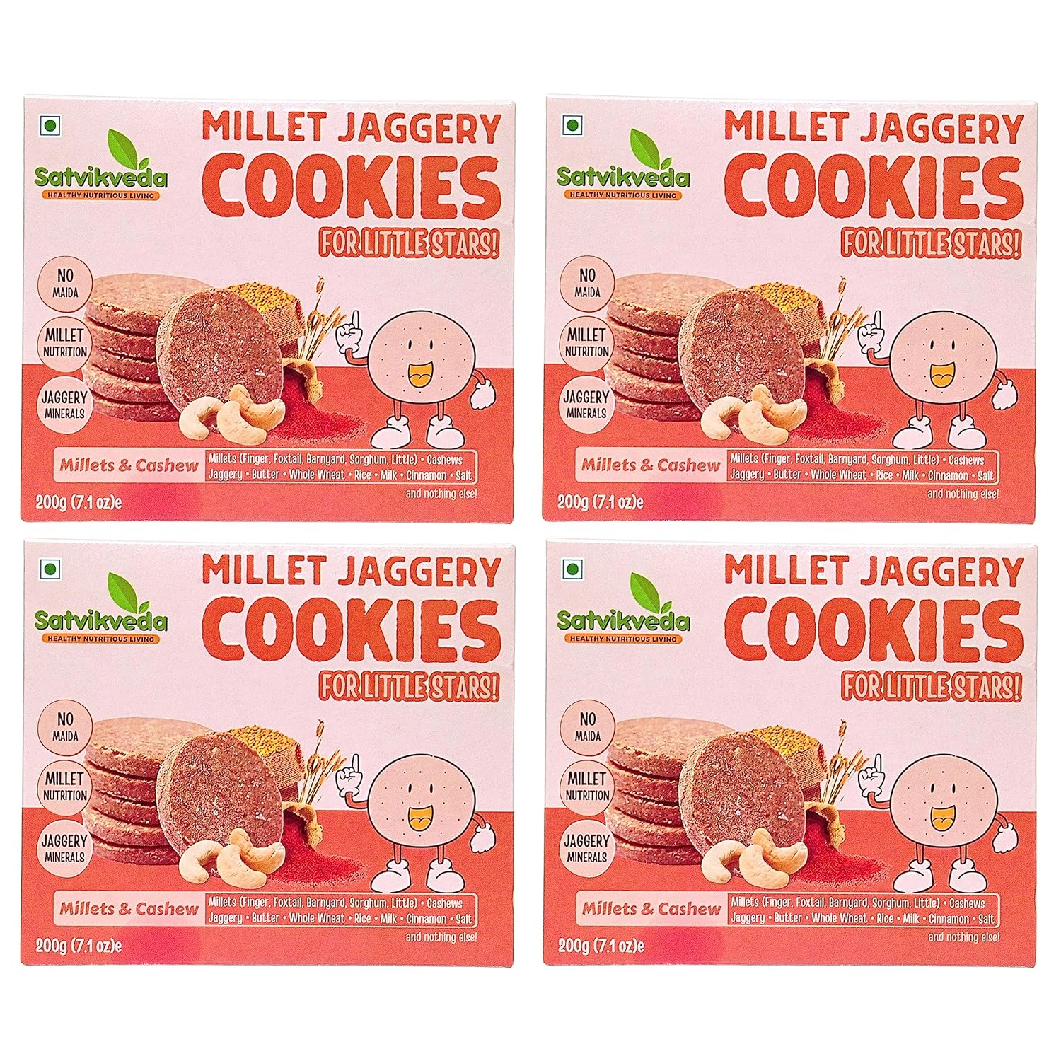 Satvikveda Millet Jaggery Biscuits Mix Millets Cashew Cookies 200g
