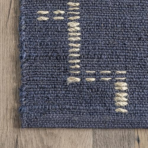 Miniatura 6 de nuLOOM Jacki Alfombra bohemia de yute tejida a mano, 8 x 10 pies, color carbón