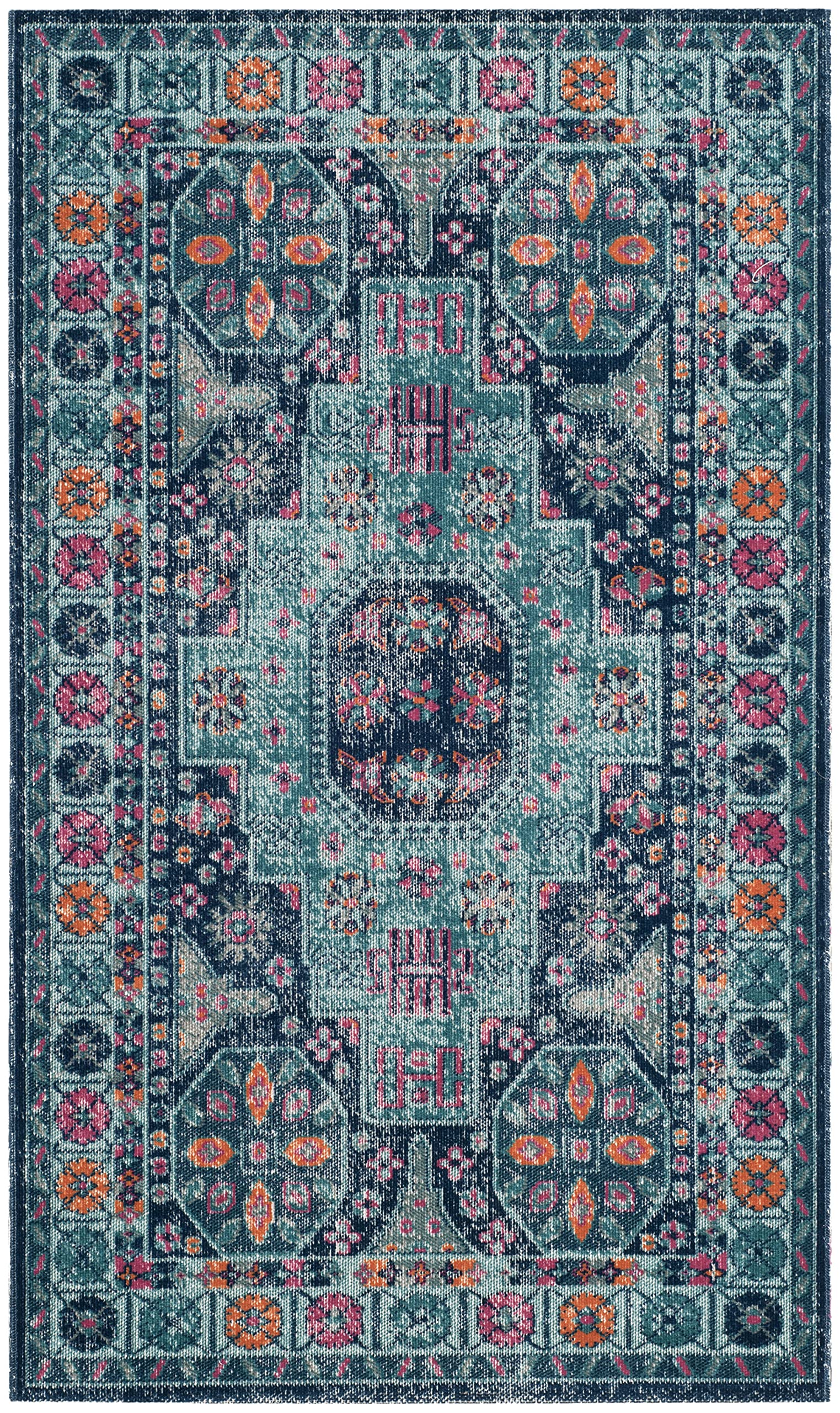 Safavieh Vintage Inspired Indoor Woven Rectangle Area Rug, Artisan Collection, ATN335, in Blue / Multi - Image 2