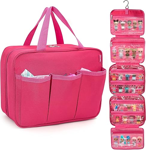 OUUTMEE Estuche de transporte para muñecas compatible con muñecas LOL Surprise, organizador colgante de juguetes para niñas con un gancho para