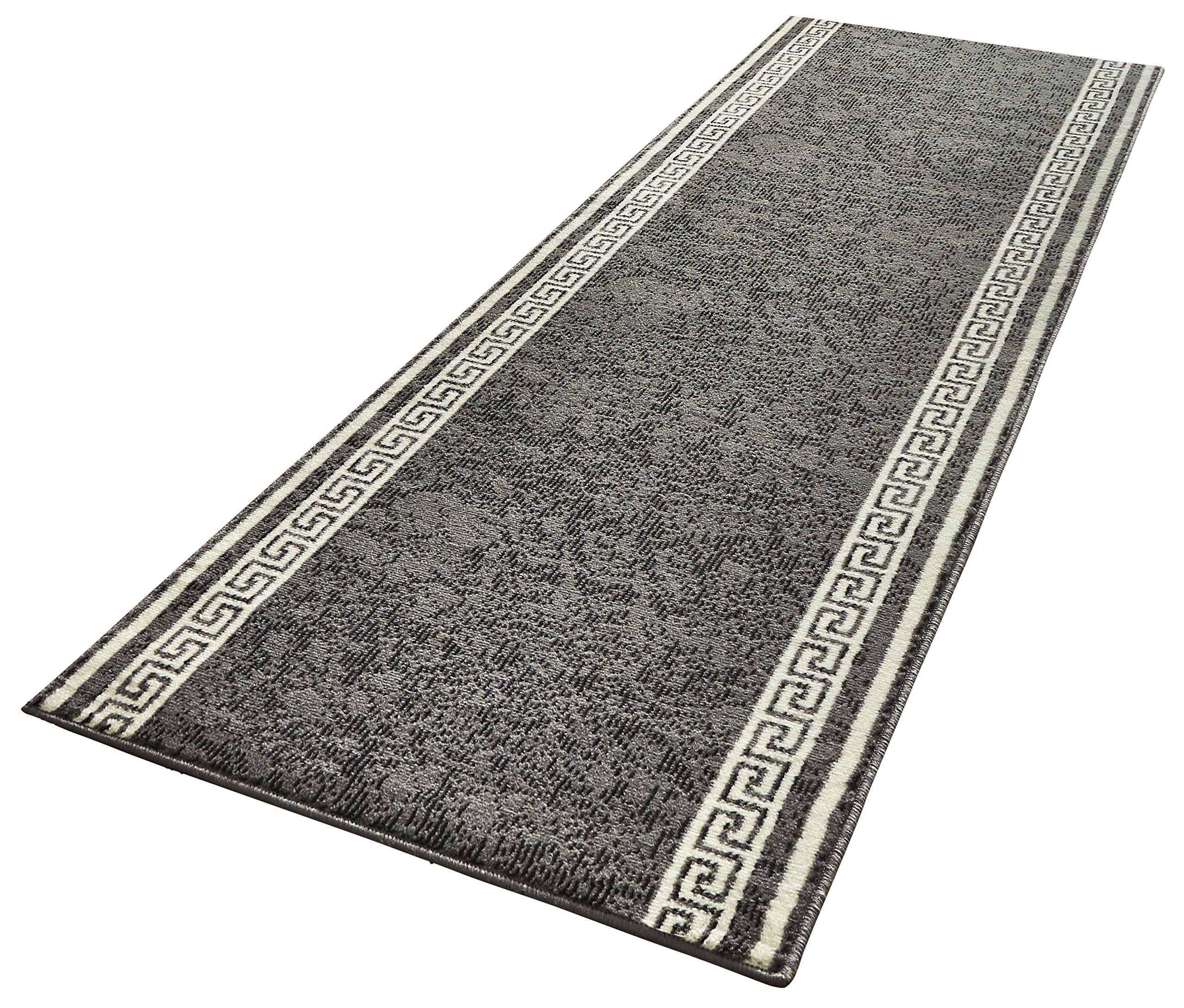 Hanse Home Tapijtloper met band, 80 x 450 cm, zacht, laagpolig tapijt, modern design, loper voor hal, slaapkamer, kinderkamer, badkamer, woonkamer, keuken, decoratieve loper, lichtgrijs