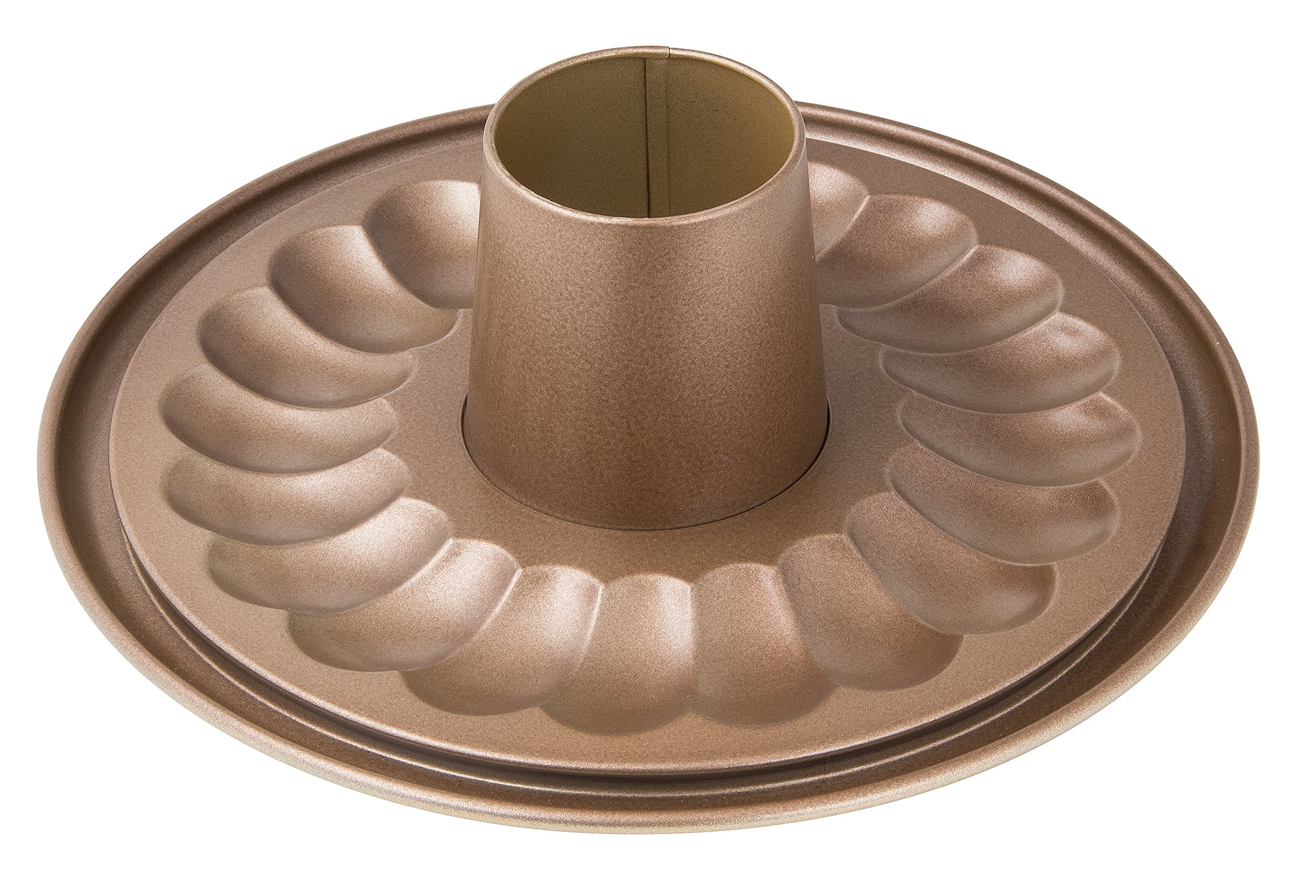 Zenker 7352 - Linea Mojave Gold - Tortiera apribile Dorata a 2 Fondi con Base sporgente, in Antiaderente con Particelle minerali di Rinforzo, Oro/Marrone, ca. Ø 26 cm