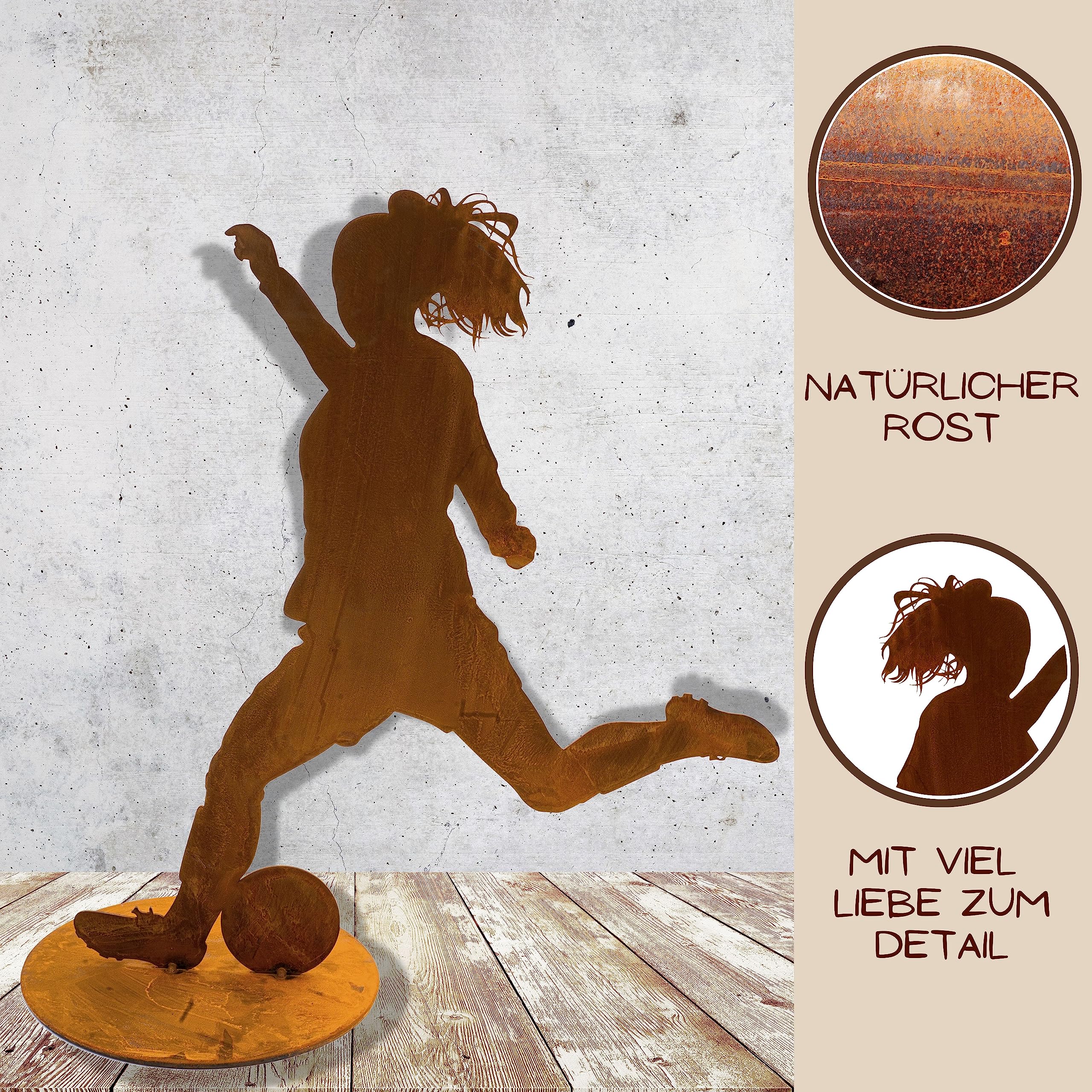 Figurine De Footballeur En Métal Noir - Décoration Jardin Ou Intérieur - 40 Cm De Haut - Sculpture Sportive Design