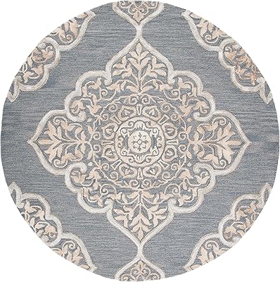 SAFAVIEH Dip Dye Collection 5' Round Slate / Beige DDY510B Handmade Medallion Premium Wool & Silk Area Rug