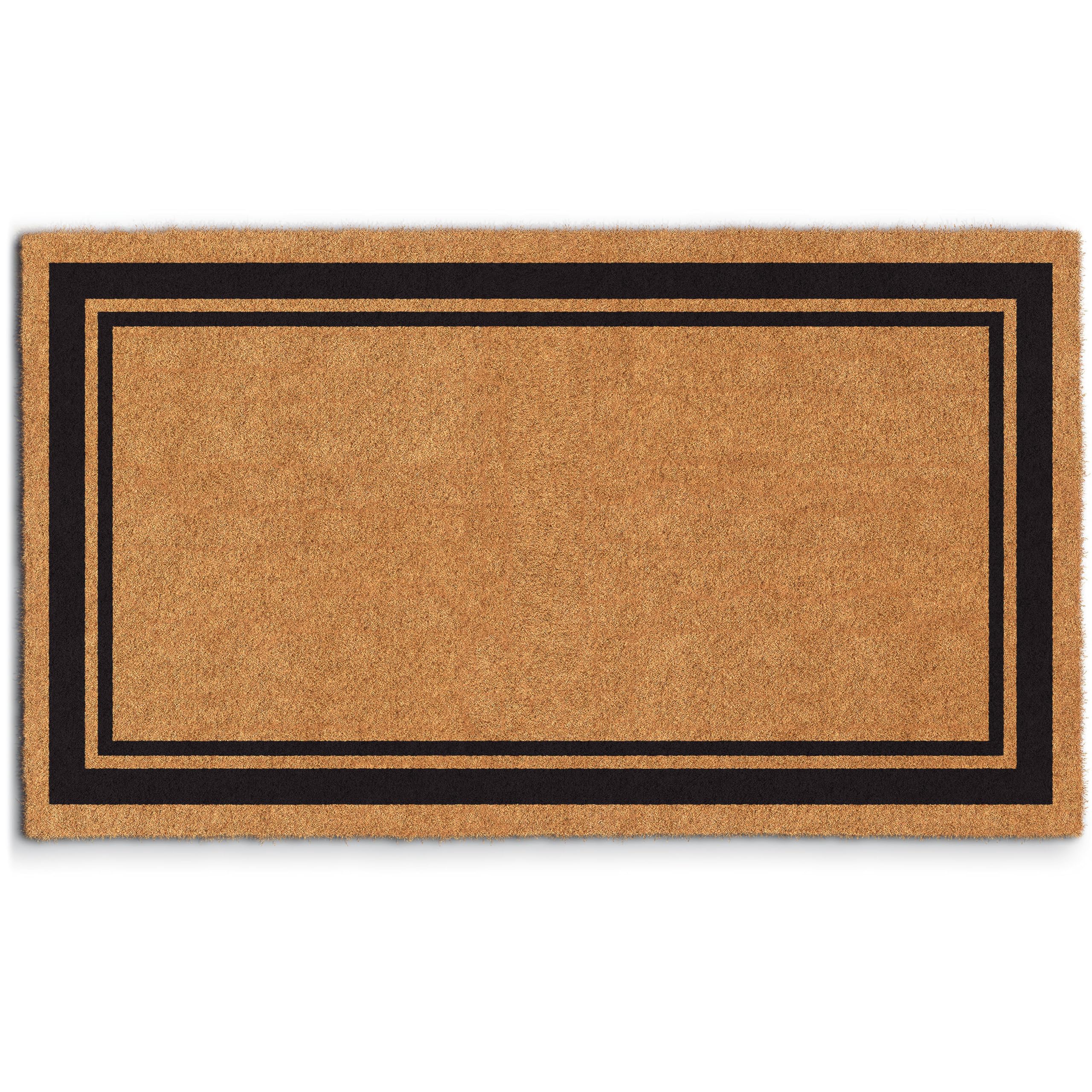 Barnyard Designs Natural Coco Coir Heavy Duty Backing Doormat - Large Cute Non-Slip Front Door Welcome Mat for Outside Entrance or Porch Entry, Brown (Border / 17" x 30")