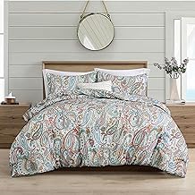 EnvioHome Comforter Queen Set, Paisley - 3 Piece All Season Reversible Down Alternative Ultra Soft Luxury Queen Bedding Comforter Sets & Pillowcases, Plush Microfiber Fill, Easy Care - Queen Comforter