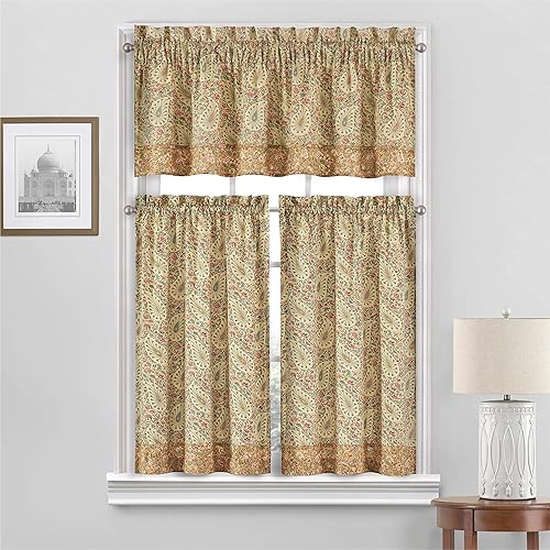 Miniatura 4 de Waverly Paisley Verveine - Par de paneles pequeños para ventana de privacidad, para baño, sala de estar, 52 x 36 pulgadas, primavera