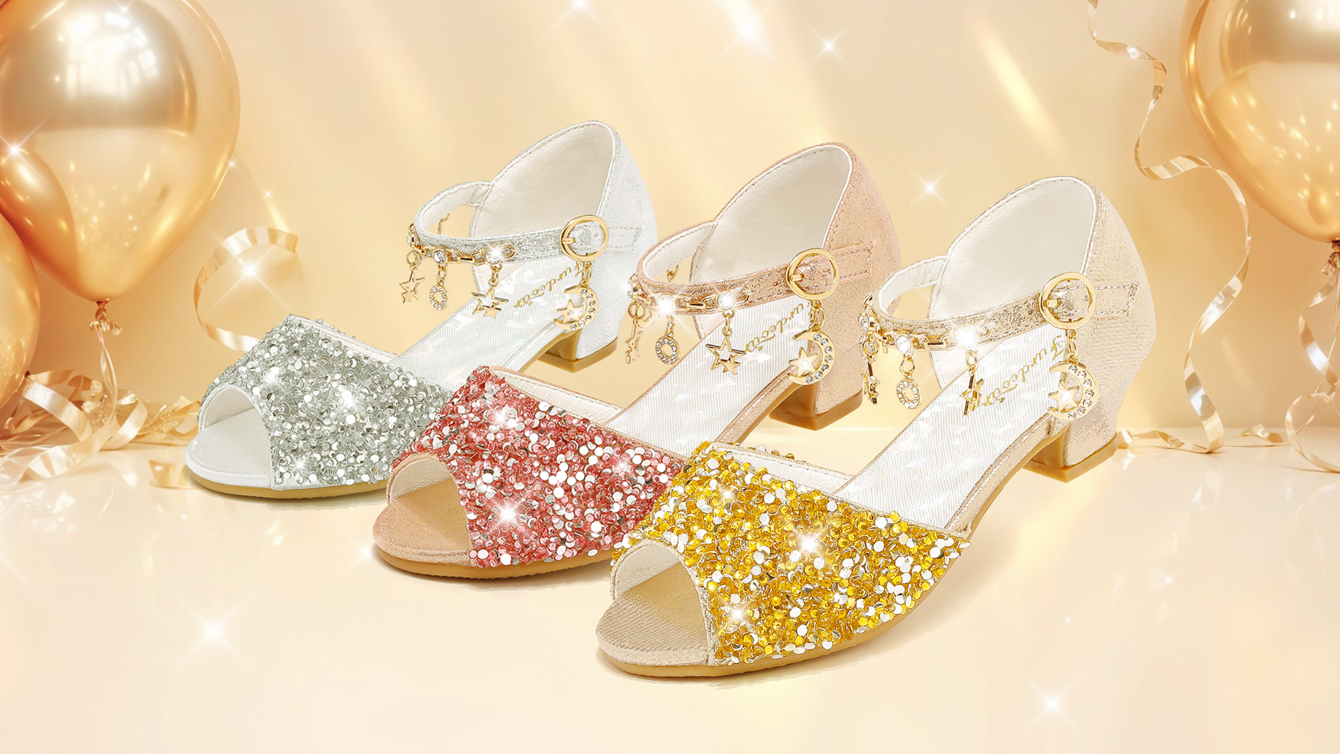 girls gold dress shoes Watch Sparkly Princess Shoes High Heels Glitter on Amazon Live Details Weight 923 Size:8.5 US Men (7.5 UK/AU) Vintage Elegant Lace Floral