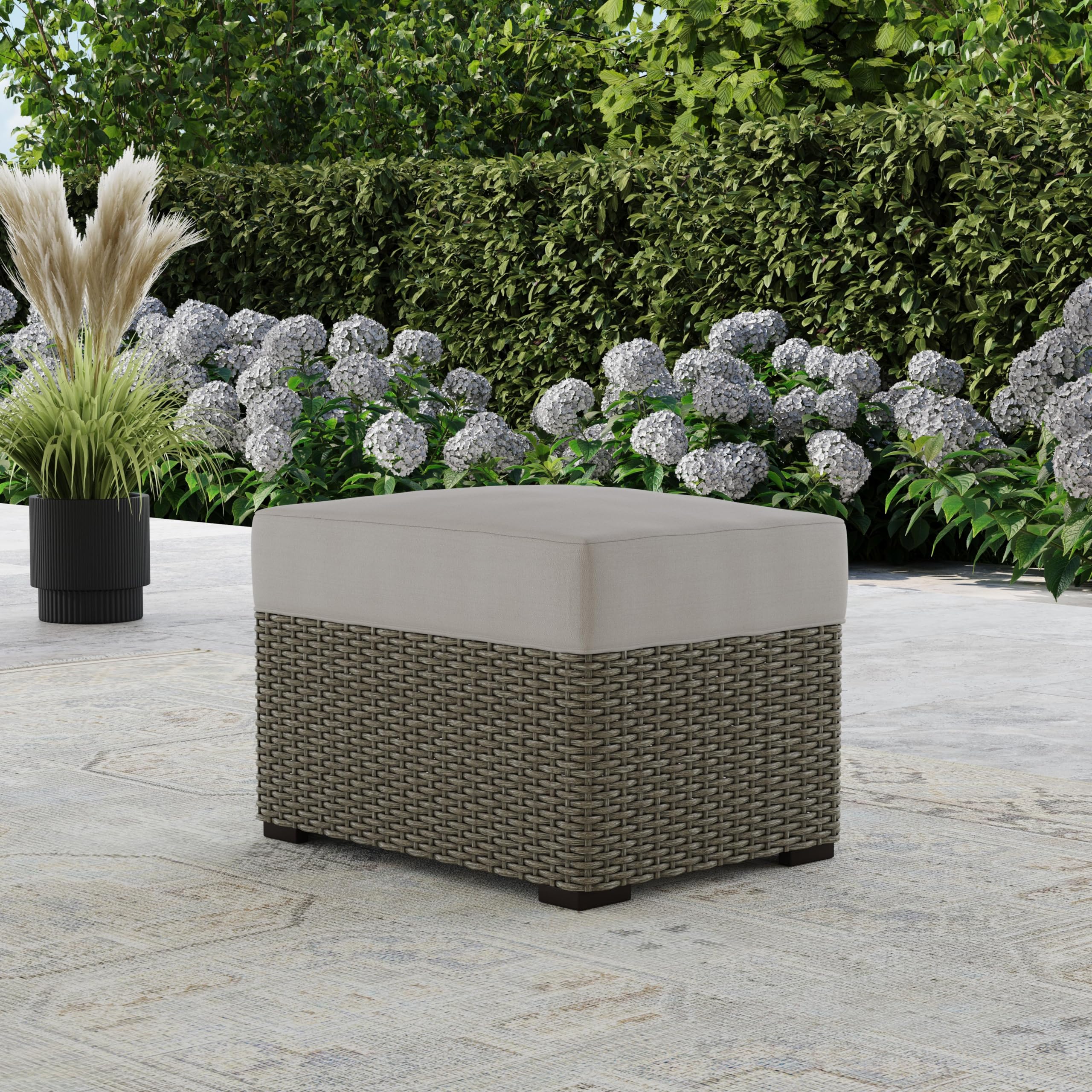 Homestyles Boca Raton Outdoor Ottoman, Grey/Brown