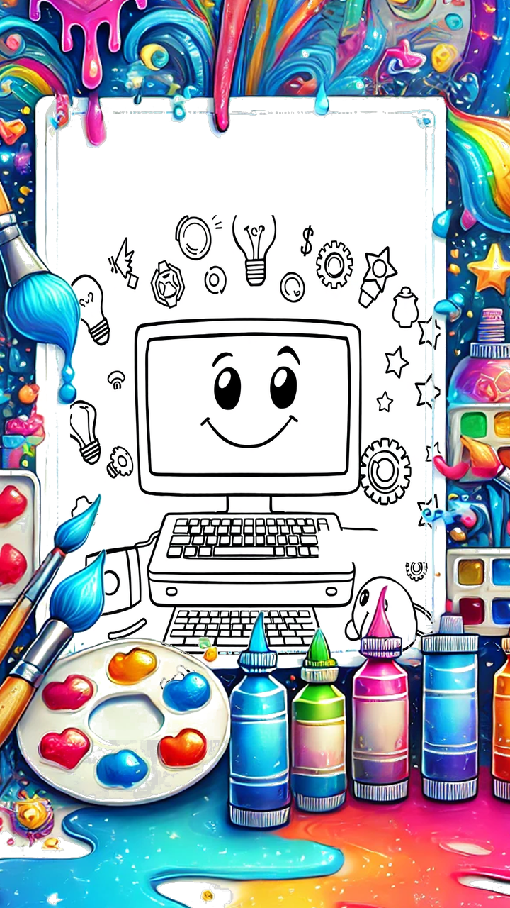 Computer Coloring Book: Tech Drawing & Paint Game | Digital Art Pages ...