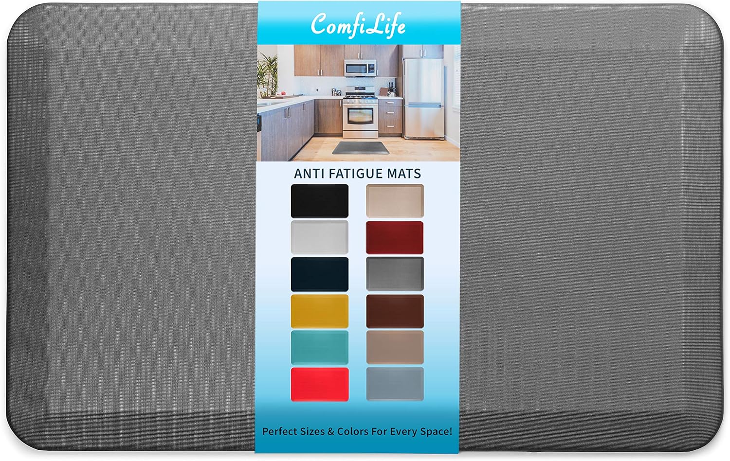 Product image of ComfiLife Anti Fatigue Floor Mat – 3/4 Inch Thick Kitchen Mats for Floor, Standing Desk Mat, Kitchen Rug – Comfort at Home, Office – Durable – Stain Resistant – Non-Slip Bottom (20" x 32", Charcoal)