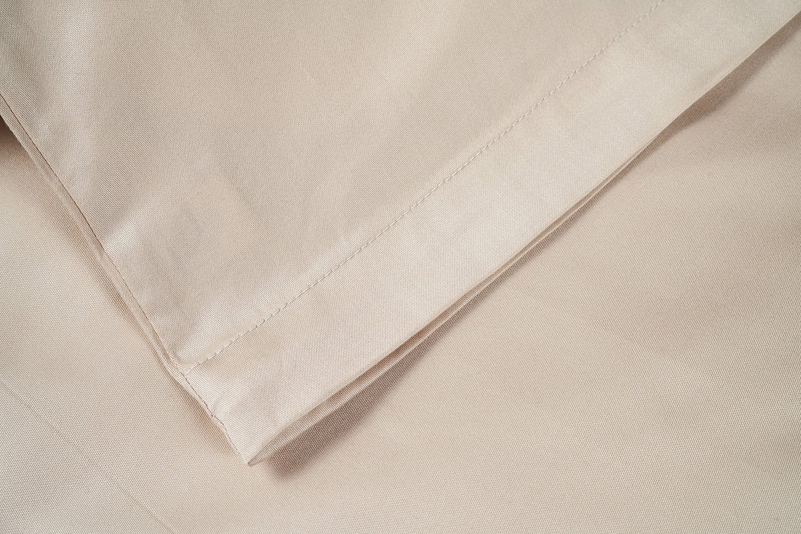 Zestaw pościeli z bawełny satynowej, jakość premium, poszewka na kołdrę 135 x 200 cm, poszewka na poduszkę 80 x 80 cm, 100% bawełna, piasek