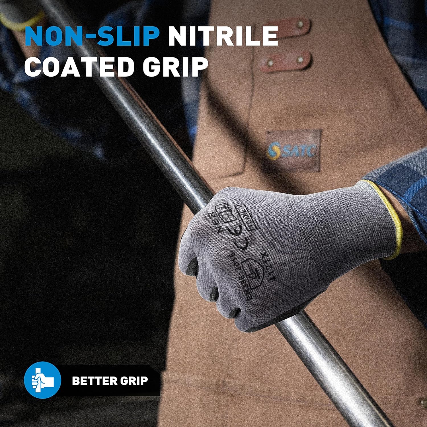 S SATC Safety Work Gloves Foam Nitrile Coated Touchscreen Knit Nylon Gloves for Men & Women, Ideal for Gardening, Warehouse
